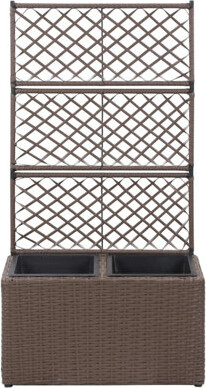 Latitude Run Planter Flower Box Trellis Patio Raised Bed with Rattan Look Solid Wood