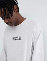 Thumbnail for your product : Crooked Tongues Long Sleeve T-Shirt With Burger Print In Grey Marl