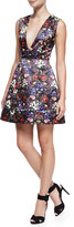 Thumbnail for your product : Alice + Olivia Kiro Deep-V Floral-Print Dress