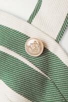 Thumbnail for your product : Miguelina Isabella Cropped Button-embellished Striped Cotton-twill Top - Green