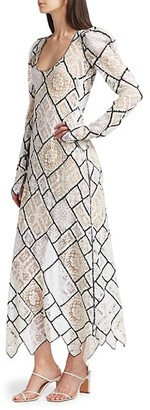 Prabal Gurung Flutter Patchwork Lace Midi Dress
