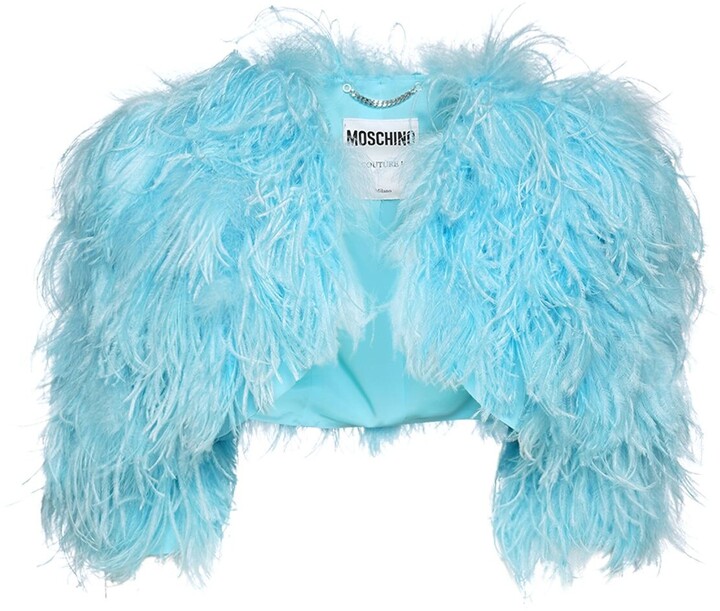 Moschino Cropped ostrich feather jacket - ShopStyle