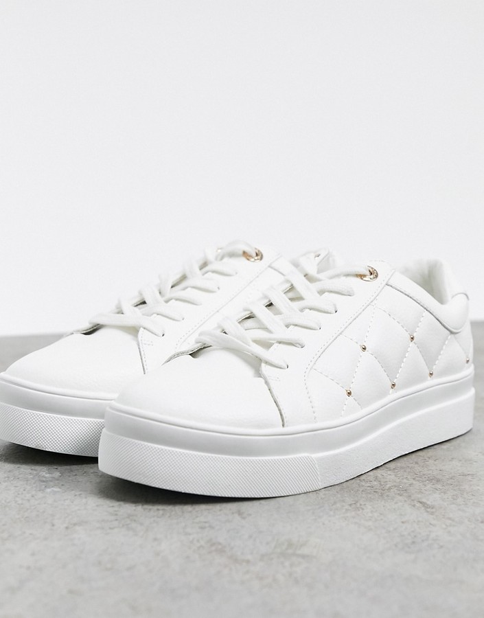 Topshop quilted sneaker in white - ShopStyle