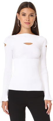 Cushnie Boat Neck Top with Cutouts