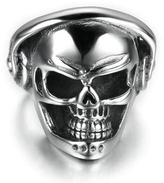 Stainless Steel Ring for Men, Music Skull Ring Gothic Band 27*25MM Size 9 Epinki