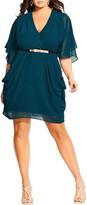 Thumbnail for your product : City Chic Belted Chiffon Faux Wrap Dress