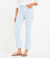 Thumbnail for your product : LOFT Petite Button Front High Rise Kick Crop Jeans in Blue Railroad Stripe