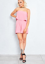 Thumbnail for your product : Missy Empire Tara Pink Bardot Frill Playsuit