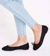 Thumbnail for your product : New Look Black Sheer Lace Bow Ballet Pumps