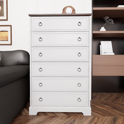 Breakwater Bay Modern 6 Drawer Dresser Bedroom Dresser Tall Drawer Closet Organizer And Clothes Storage - Easy Pull Handles Textured Border Living Room Hallway