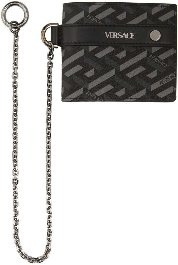 Versace Grey Monogram On Chain Bifold Wallet - ShopStyle