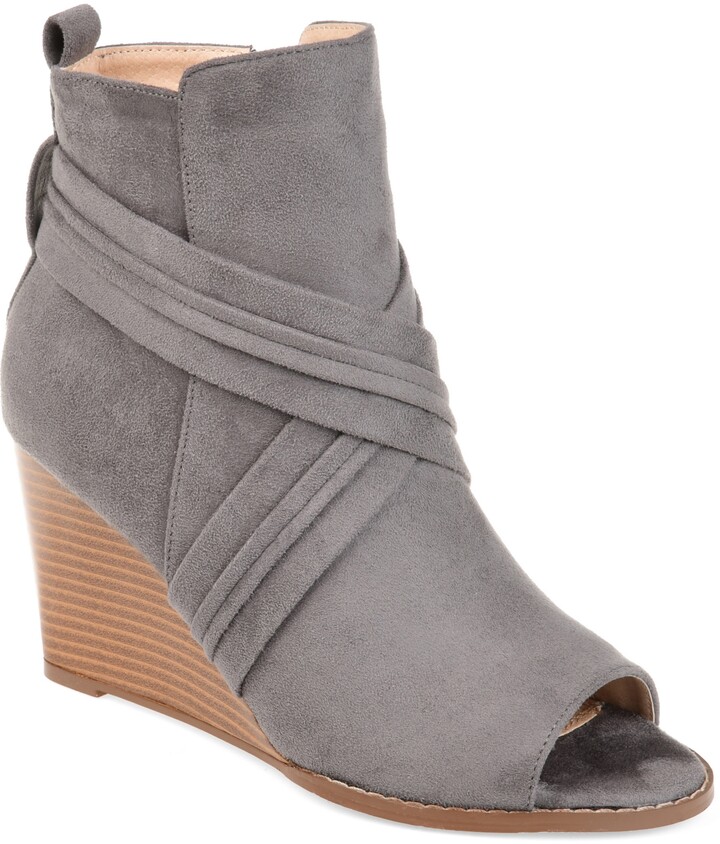 grey suede wedge booties