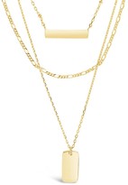Thumbnail for your product : Sterling Forever 14K Gold Vermeil Bar Dog Tag Layered Necklace