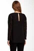 Thumbnail for your product : Haute Hippie Embellished Long Sleeve Silk Blouse