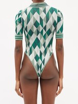 Thumbnail for your product : Dodo Bar Or Meg Polo-collar Geometric-jacquard Bodysuit - Green Multi