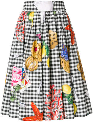 Dolce & Gabbana printed gingham skirt