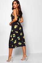 Thumbnail for your product : boohoo Ruffle Hem Lemon Print Maxi Dress