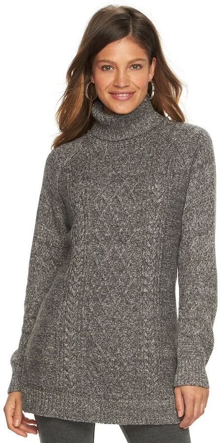 Chaps Women's Cable-Knit Turtleneck Tunic Sweater - ShopStyle
