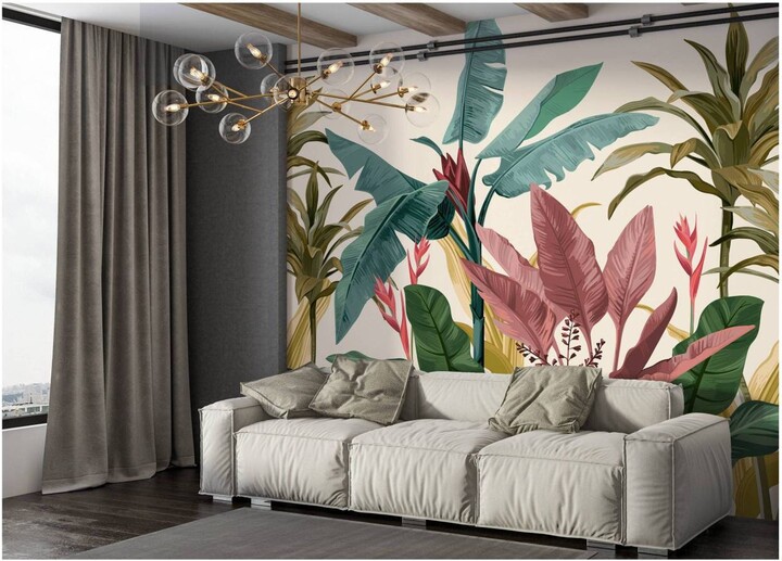 Colorful Banana Leaves Vivid Color Exotic Plants Luxury Floral Wallpaper/Peel & Stick Wallpaper Vinyl Room