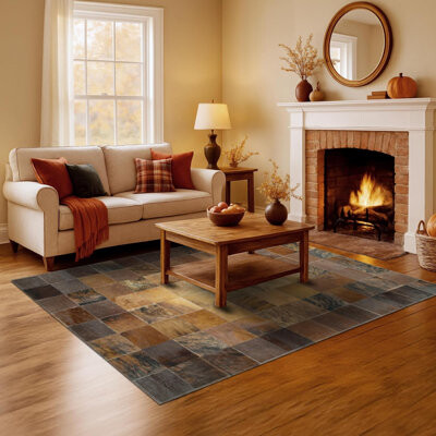 Williston Forge Easthampton Geometric Brown Handmade Cowhide Area Rug