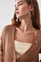 Thumbnail for your product : Trendyol Camel Puff Sleeve Button Cardigan