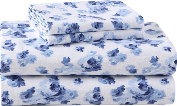 Laura Ashley Cotton Flannel 3 Piece Sheet Set, Twin