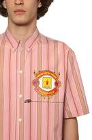 Thumbnail for your product : MSGM Print Striped Cotton Poplin Shirt