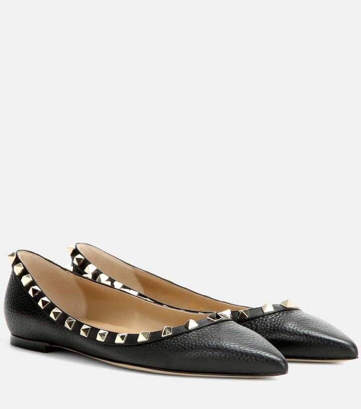 Valentino Garavani Rockstud leather ballet flats - ShopStyle