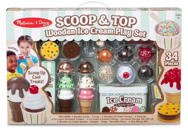 Melissa Doug Scoop Top Wooden Ice Cream Play Set Indigo