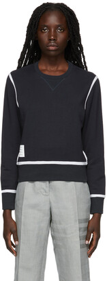 Thom Browne Navy Contrast Stripe Sweatshirt