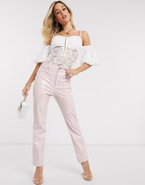 Thumbnail for your product : Love Triangle off shoulder lace body suit with baloon sleeve