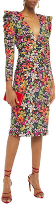 Dundas Ruched Floral-print Stretch-jersey Midi Dress