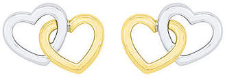 Fine Jewelry 10K Two Tone Gold 8.4mm Heart Stud Earrings Family