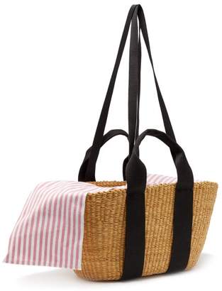Muun George Capri Canvas And Woven Straw Bag - Womens - Pink Stripe