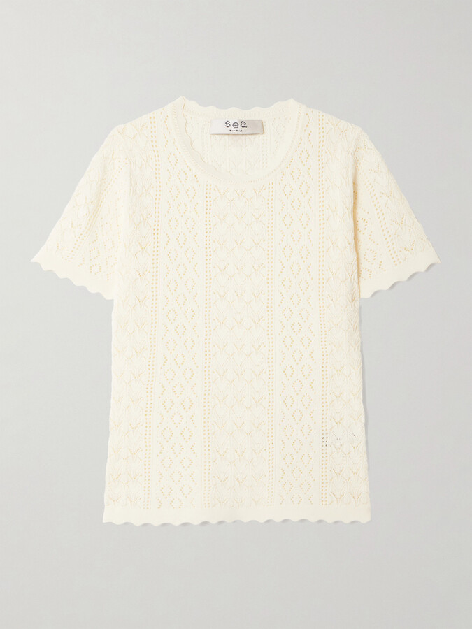 Sea Georgia Pointelle-knit Top - Cream