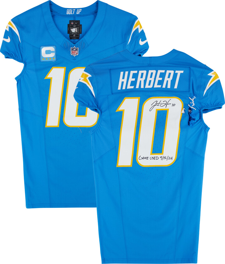 Fanatics Authentic Justin Herbert Los Angeles Chargers Autographed Game-Used #10 Powder Blue Nike Jersey vs. Carolina Panthers on September 15, 2024 with "Game Used 9/15/24" Inscription