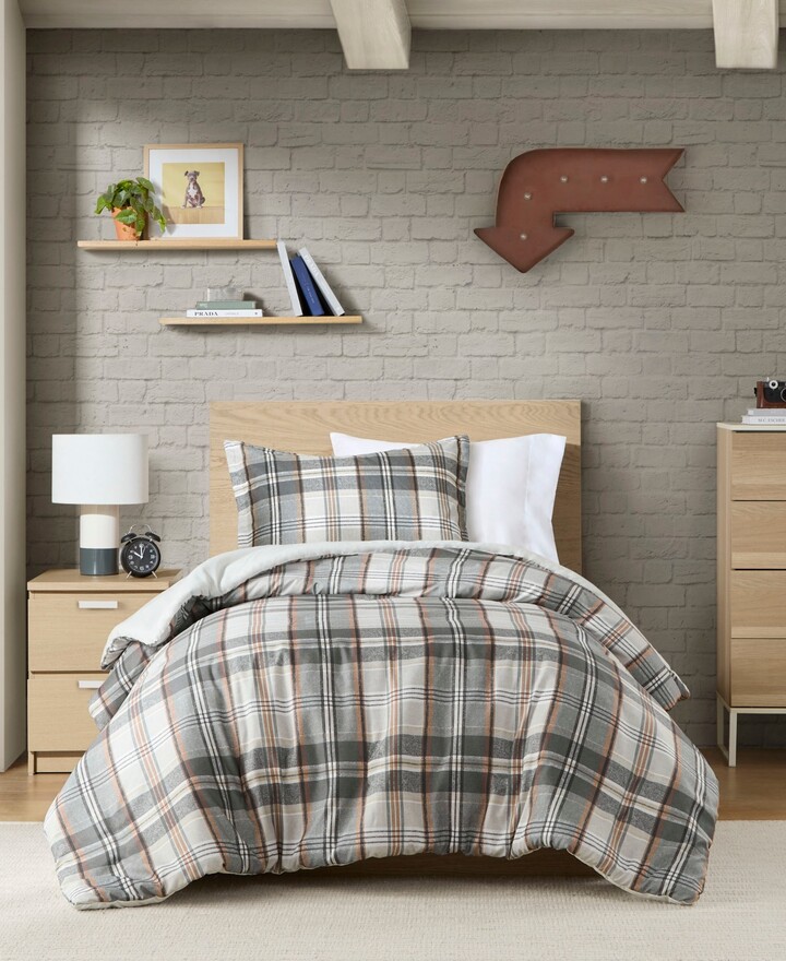Intelligent Design Blake Plaid 2-Pc. Duvet Cover Set, Twin/Twin Xl - Tan/Gray