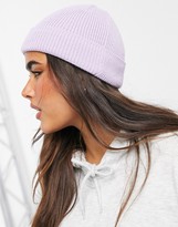 Thumbnail for your product : ASOS DESIGN fisherman rib beanie hat in lilac