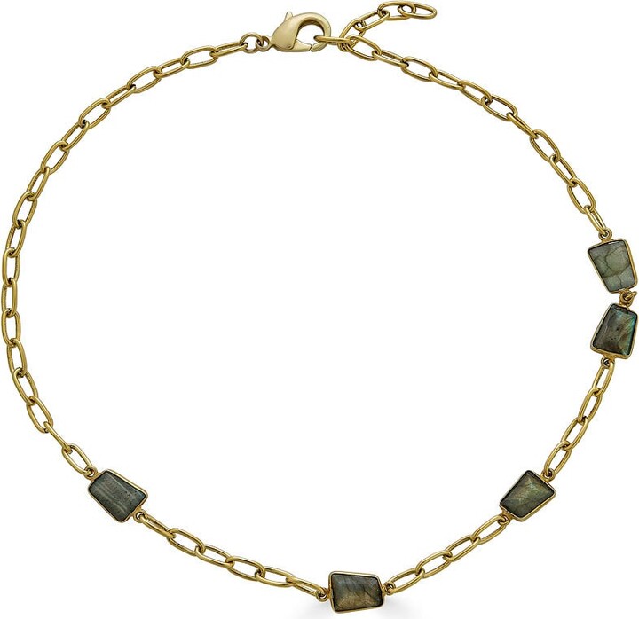 Loni Paul Jewelry Gold / Green Asymmetrical Labradorite Necklace