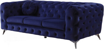 Mercer41 Atronia Blue Velvet Sofa