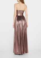 Thumbnail for your product : retrofete Jaden Metallic Pleated Strapless Gown