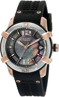 Elini Women's 'Spirit' Swiss Quartz Stainless Steel and Silicone Automatic Watch, Black (Model: 20005-RG-01-SRB)
