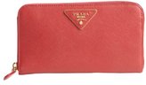 Thumbnail for your product : Prada fire red saffiano leather zip continental wallet