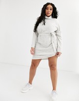 Thumbnail for your product : ASOS DESIGN Curve cowl neck belted mini dress in marl