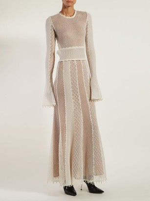Alexander McQueen Faux-pearl Trimmed Macrame-lace Gown - Ivory Multi