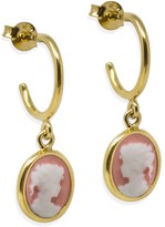 Thumbnail for your product : Vintouch Italy Gold-Plated Pink Mini Cameo Hoop Earrings