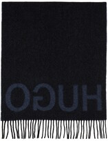 Thumbnail for your product : HUGO BOSS Blue & Black Wool Logo Scarf