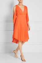 Thumbnail for your product : Halston Cutout Plissé-georgette Dress - Bright orange