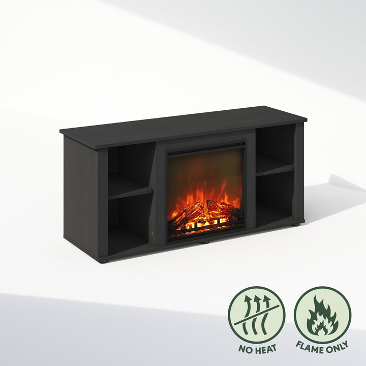 Furinno Jensen No Heat Decorative Electric Fireplace TV Stand, Entertainment Center for TV up to 55 Inch, Americano