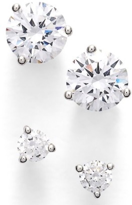 Nordstrom Women's Precious Metal Plated 0.50Ct Tw And 2Ct Tw Cubic Zirconia Stud Earrings (Set Of 2)